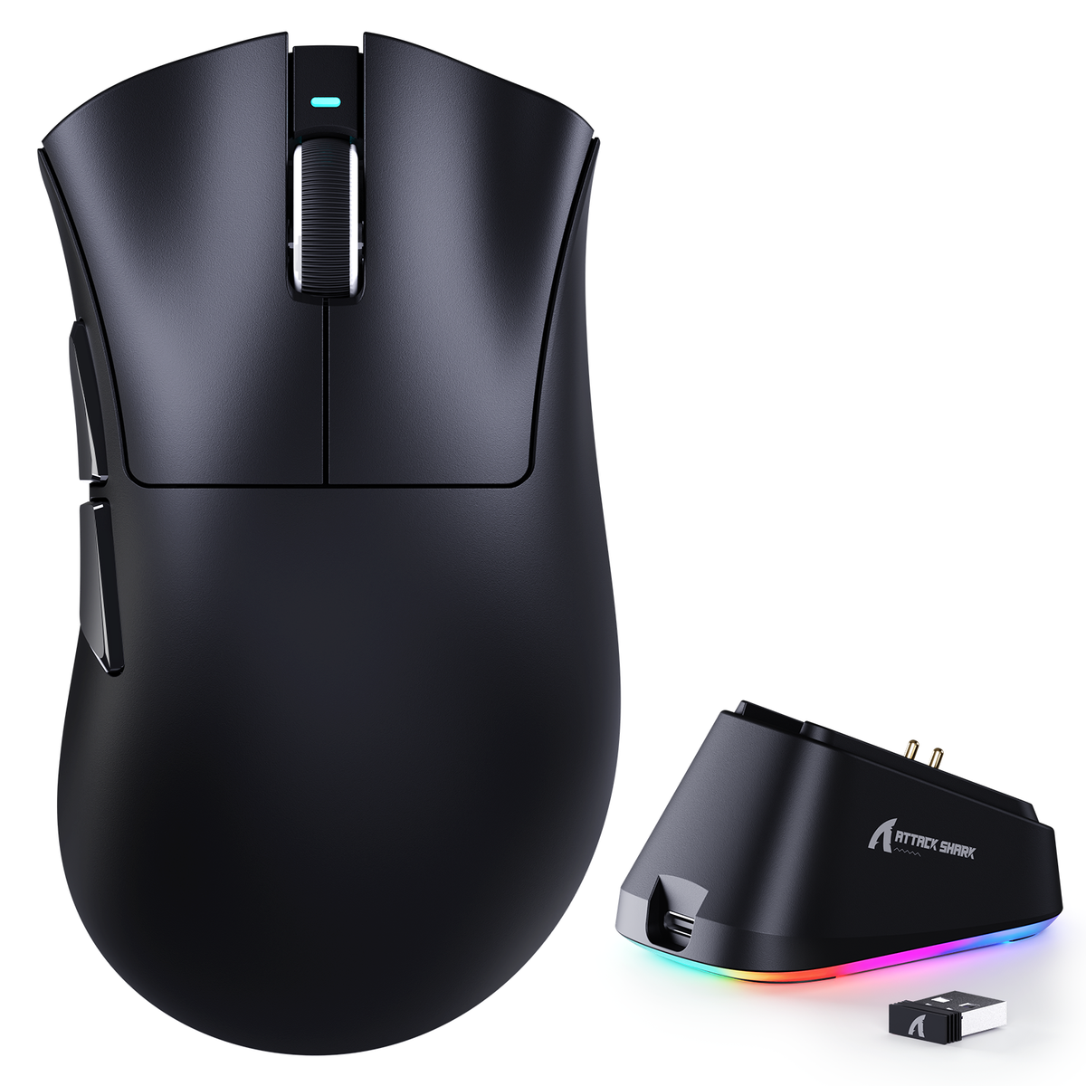 ATTACK SHARK V3 PRO Black with RGB charging dock