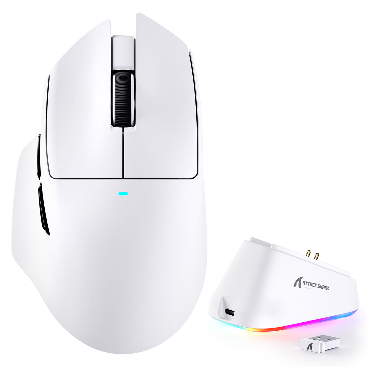 ATTACK SHARK V6 White with magnetic charging dock
