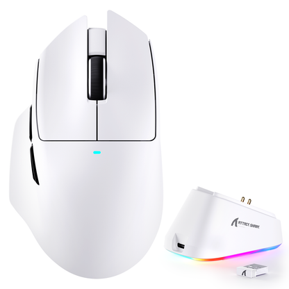 ATTACK SHARK V6 White with magnetic charging dock