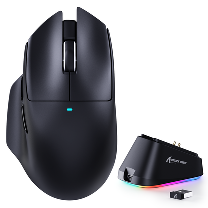ATTACK SHARK V6 Black with magnetic charging dock