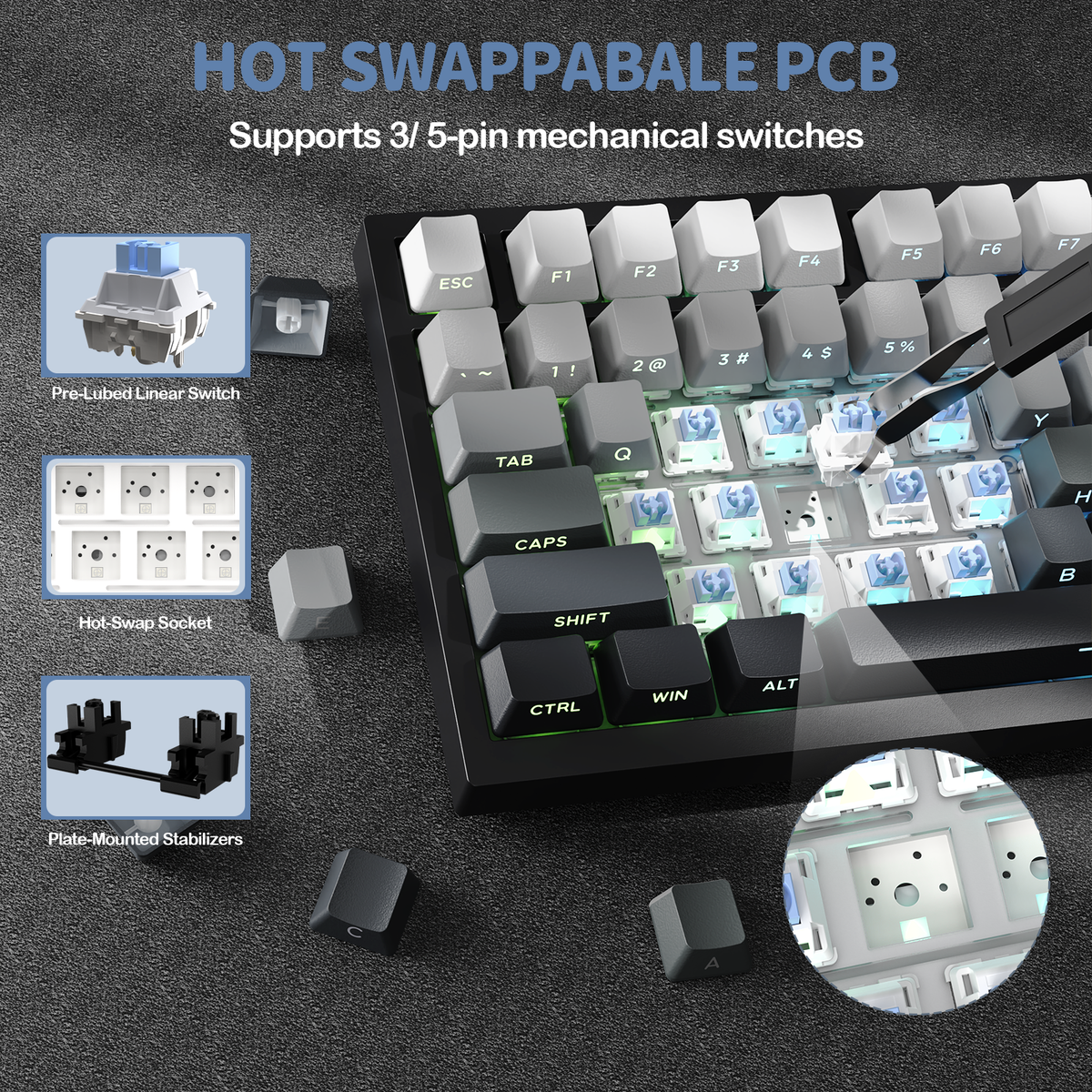 Attack Shark X820 Ultra Black Gradient mechanical keyboard detail view