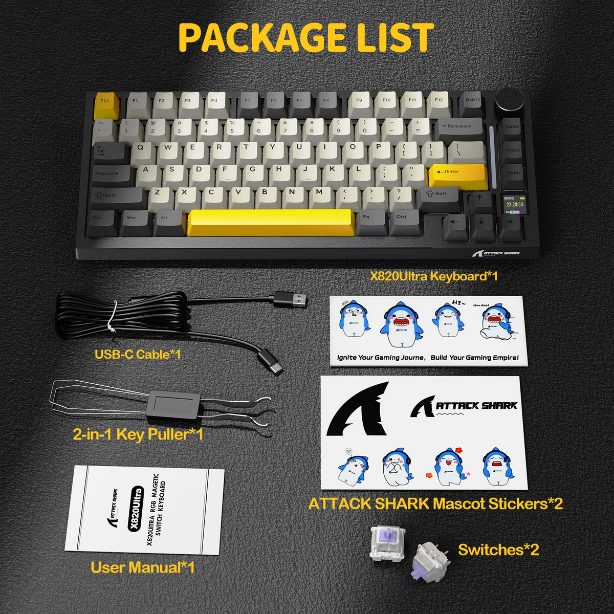 Attack Shark X820 Ultra Black Gradient mechanical keyboard product view