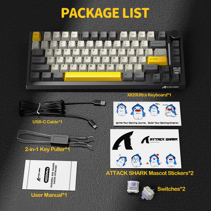 Attack Shark X820 Ultra Black Gradient mechanical keyboard product view