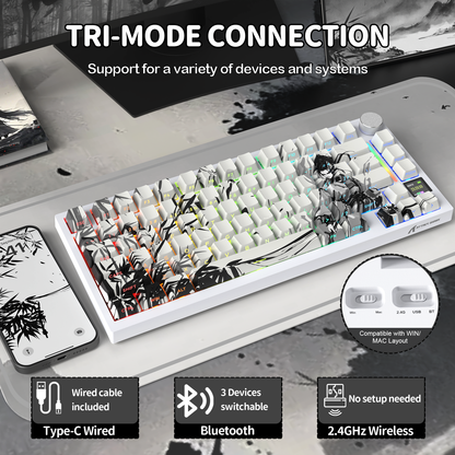 Attack Shark X820 Ultra Dark Warrior tri-mode connectivity feature view