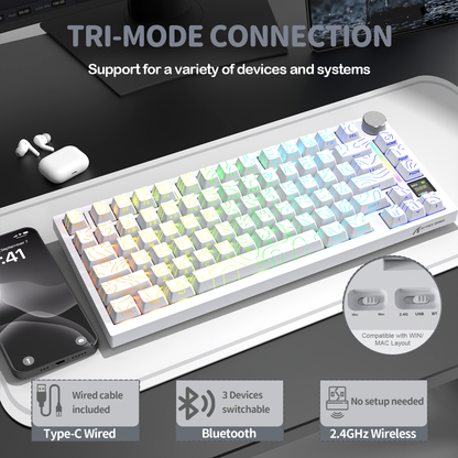 Attack Shark X820 Ultra White Contours mechanical keyboard top view