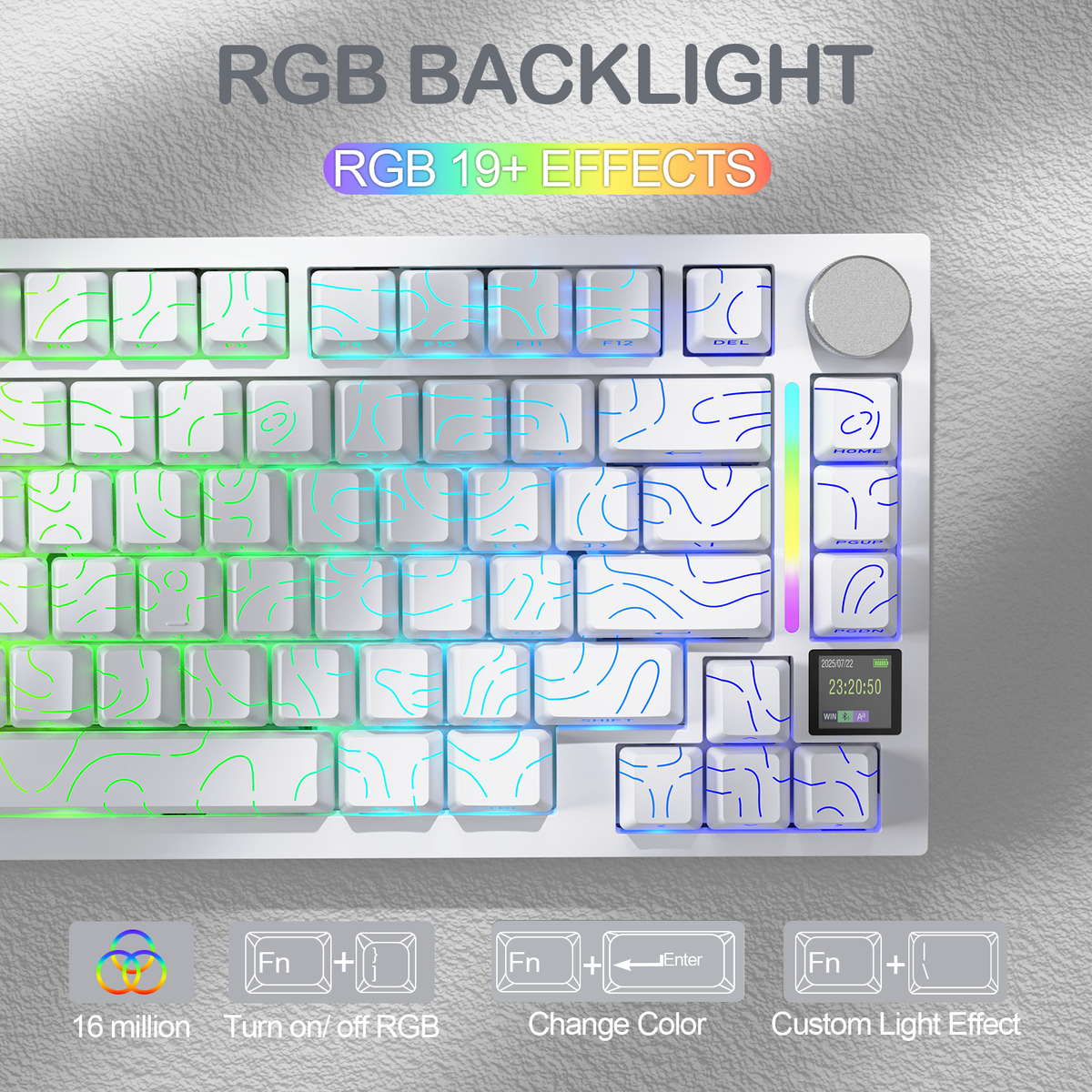 Attack Shark X820 Ultra White Contours mechanical keyboard RGB view