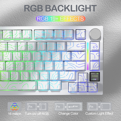 Attack Shark X820 Ultra White Contours mechanical keyboard RGB view