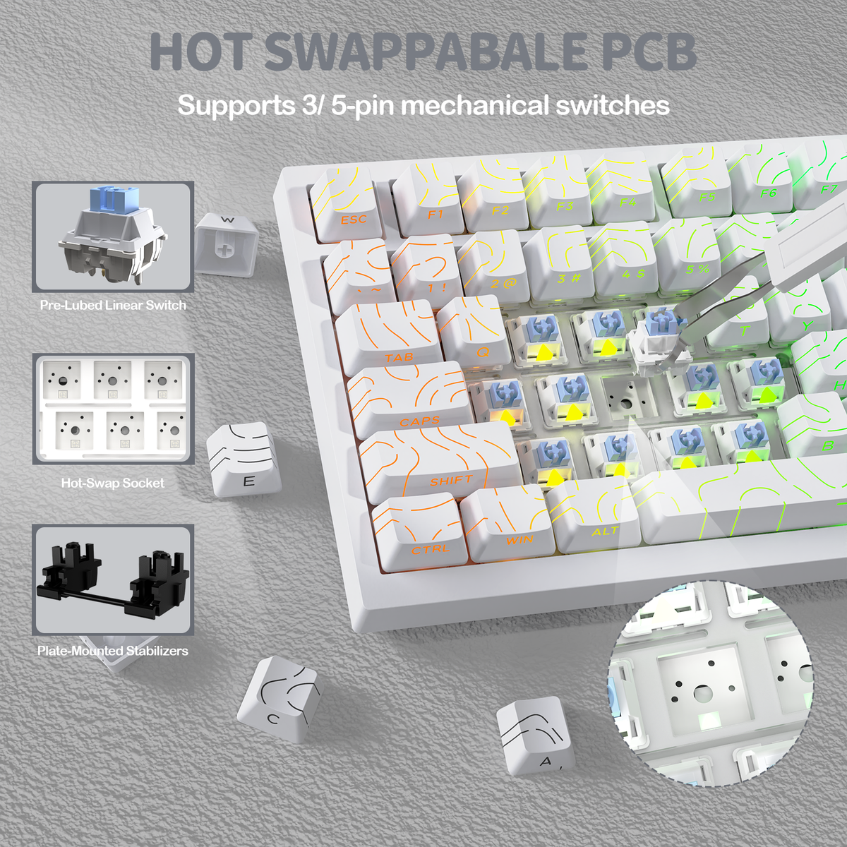 Attack Shark X820 Ultra White Contours mechanical keyboard product view