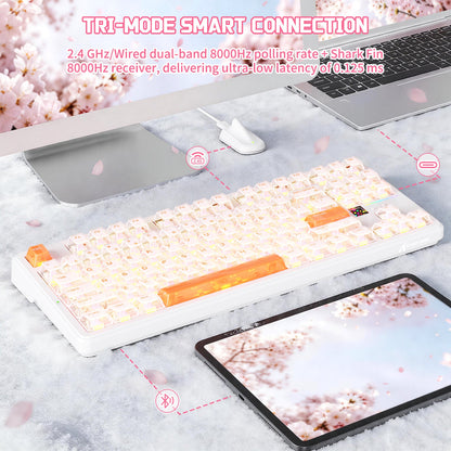 Attack Shark X87 Ultra Iced Orange wireless mechanical keyboard detail view