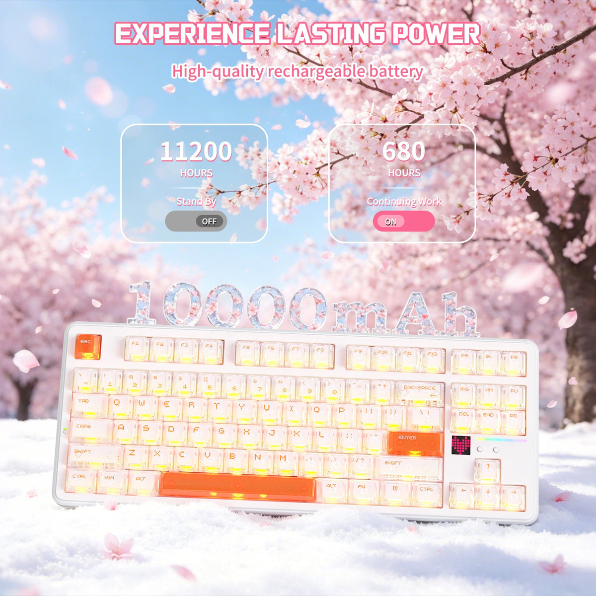 Attack Shark X87 Ultra Iced Orange wireless mechanical keyboard RGB view