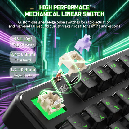 Attack Shark X87 Ultra Shadow Jade wireless mechanical keyboard top view