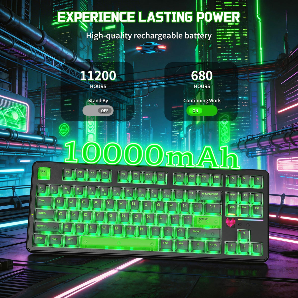 Attack Shark X87 Ultra Shadow Jade wireless mechanical keyboard RGB view