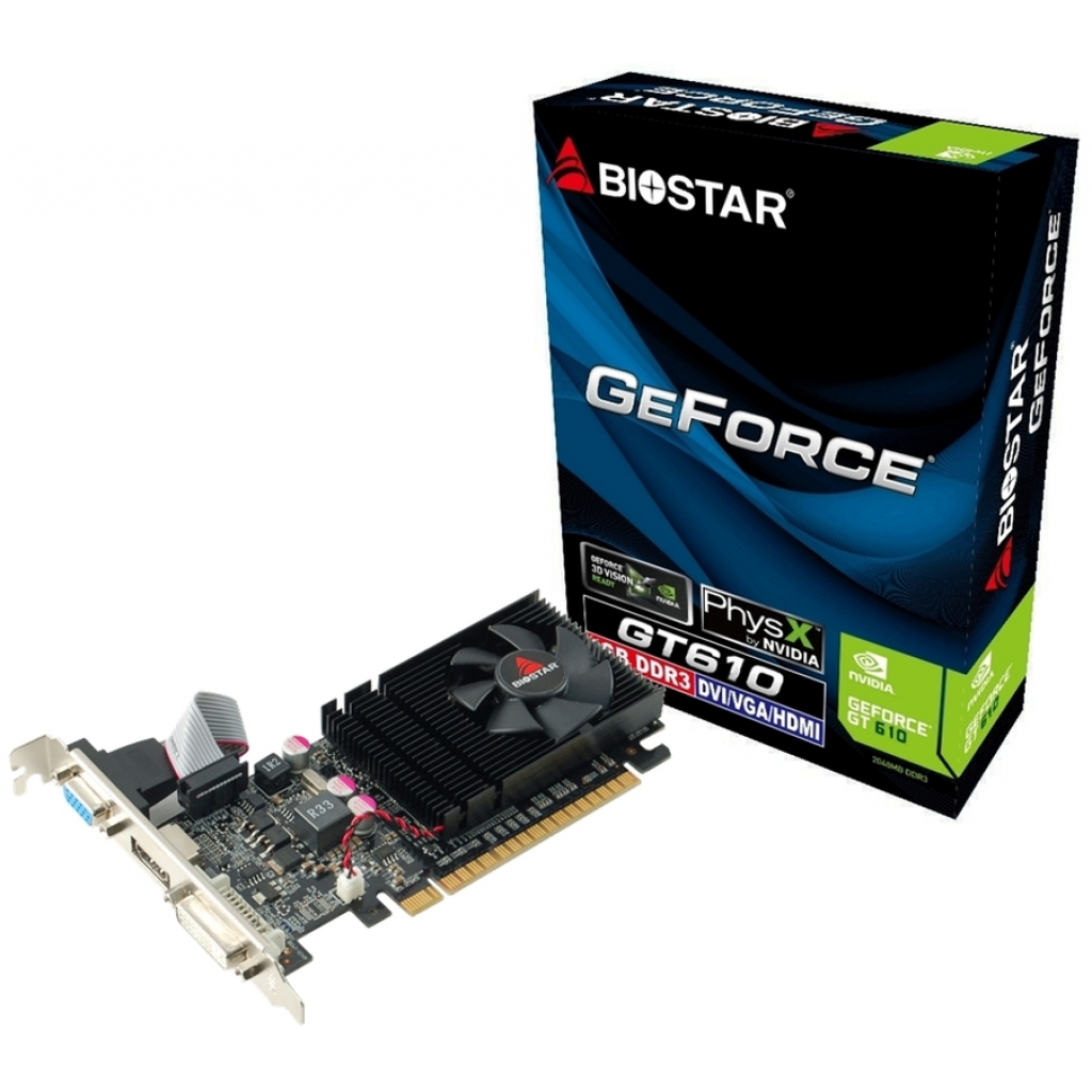 BIOSTAR GeForce GT 610 2GB DDR3 graphics card with retail box