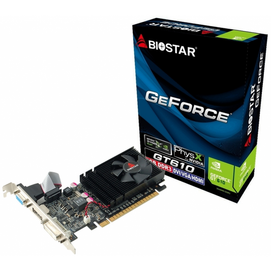 BIOSTAR GeForce GT 610 2GB DDR3 graphics card with retail box