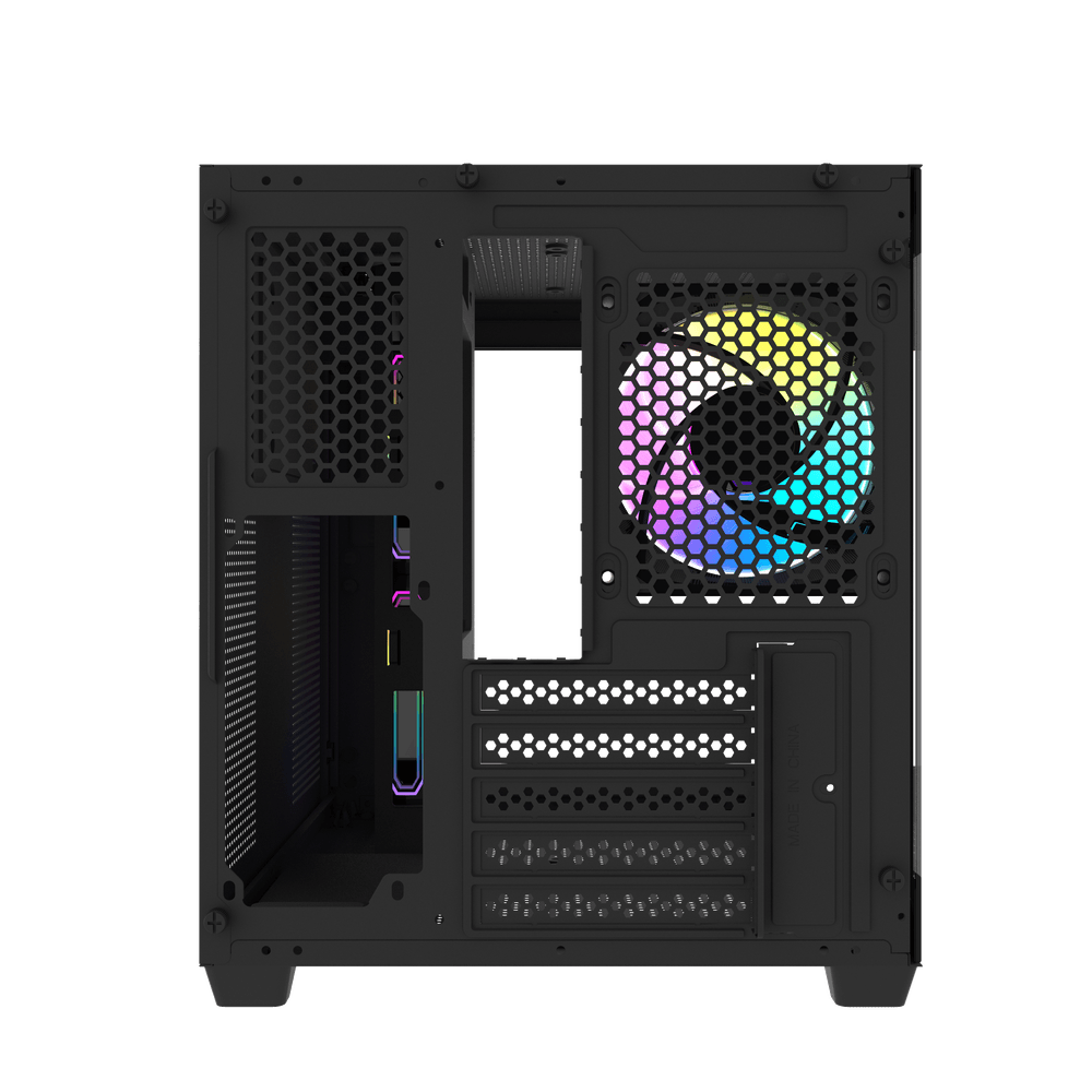 DarkFlash C275P Black M-ATX PC Case official rear view