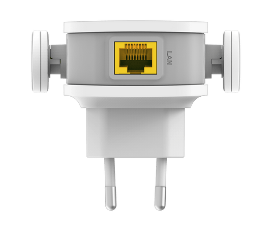 D-Link DAP-1610 EU Wi-Fi range extender bottom view showing LAN port