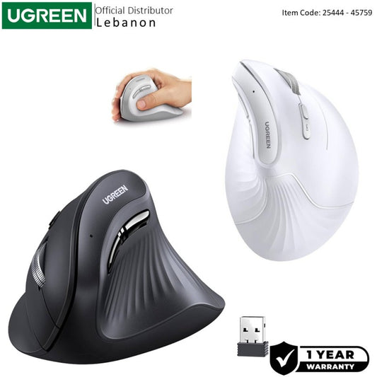 UGREEN MU008 Ergonomic Vertical Wireless Mouse 4000DPI – Black (25444) — photo 1 of 9