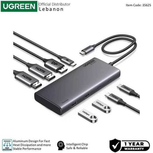 UGREEN 8-in-1 Triple Display USB-C Dock – Dual HDMI / DisplayPort / 100W PD (35625) — photo 1 of 8