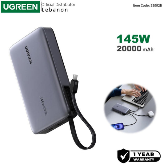 UGREEN Nexode PB551 20000mAh 145W Power Bank with Built-in USB-C Cable (55992B) — photo 1 of 8