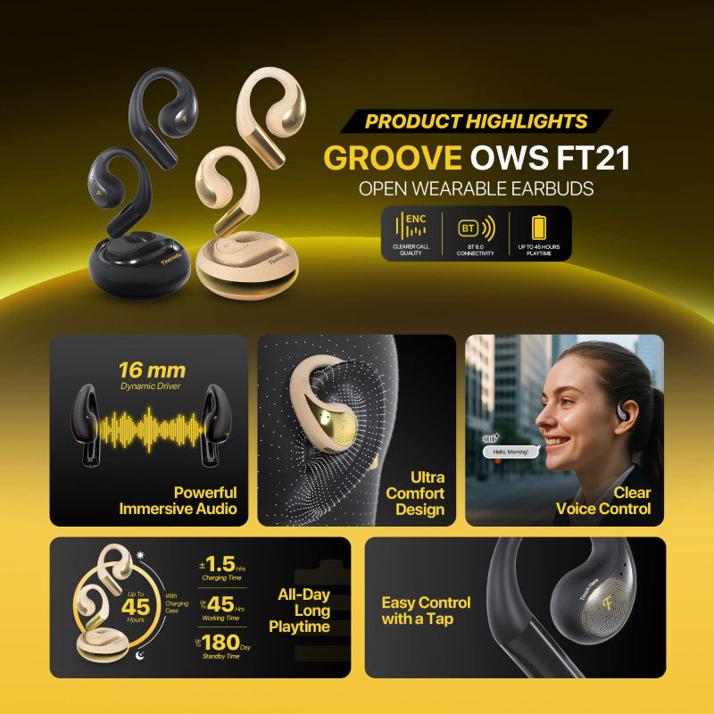 FANTECH Finecoustic Groove OWS FT21 Open Wearable Earbuds – DistiPlus gallery image 2