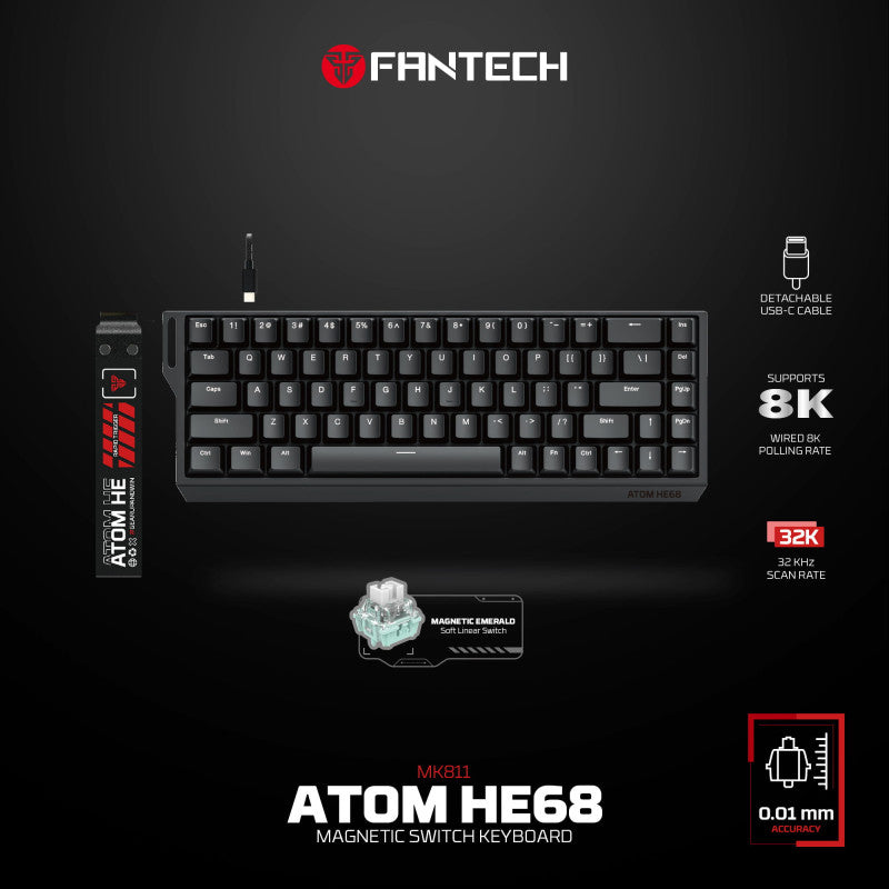 FANTECH ATOM HE68 MK811 Magnetic Gaming Keyboard – DistiPlus gallery image 2