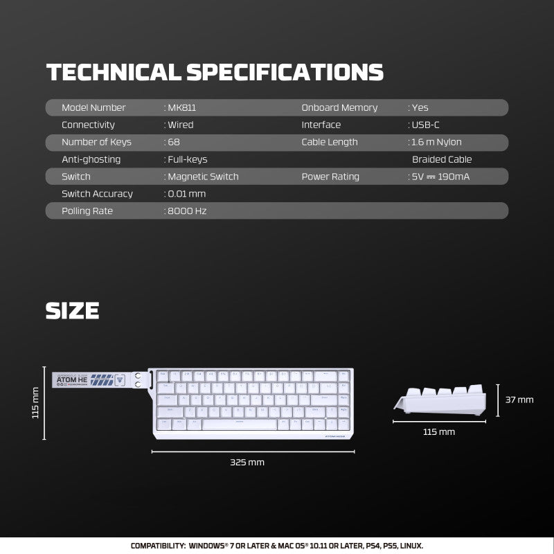 FANTECH ATOM HE68 MK811 Magnetic Gaming Keyboard – DistiPlus gallery image 8
