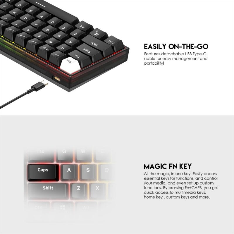 Fantech MK857 MAXFIT61 Tri-Mode Gaming Keyboard – DistiPlus gallery image 3