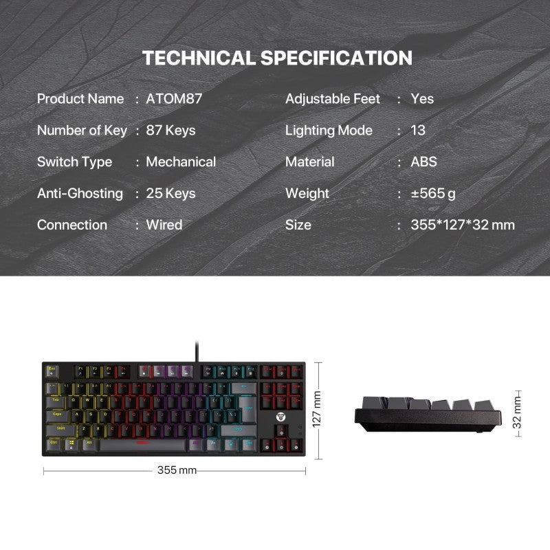 Fantech SUMI MK876V2 ATOM87 Gray – DistiPlus gallery image 8