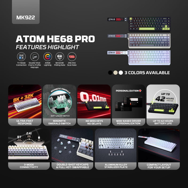 FANTECH ATOM Pro HE68 MK922 Gaming Keyboard – DistiPlus gallery image 3