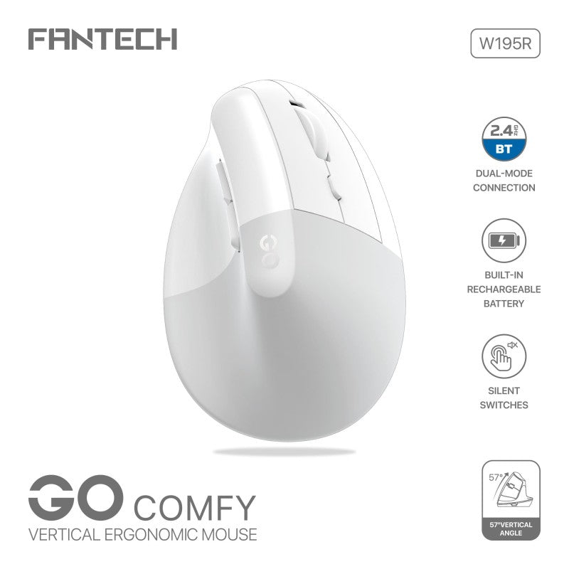 FANTECH W195R GO COMFY Vertical Wireless Mouse – DistiPlus gallery image 1