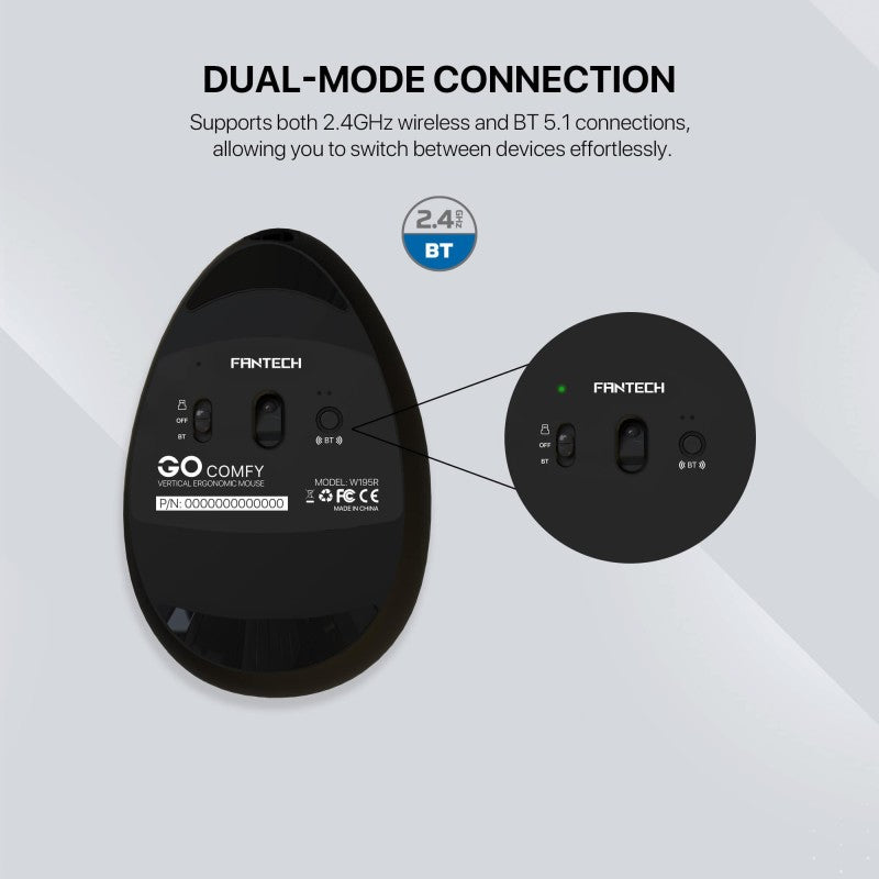 FANTECH W195R GO COMFY Vertical Wireless Mouse – DistiPlus gallery image 4