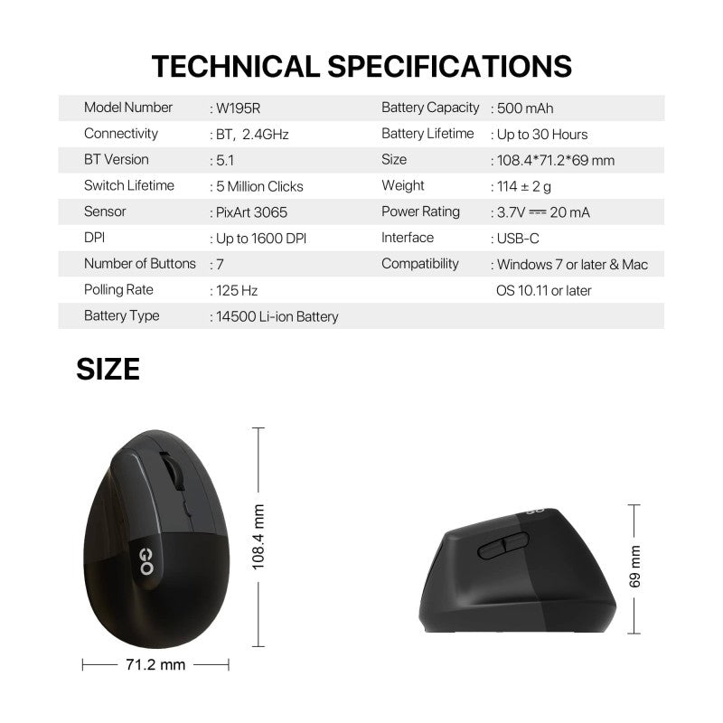 FANTECH W195R GO COMFY Vertical Wireless Mouse – DistiPlus gallery image 9
