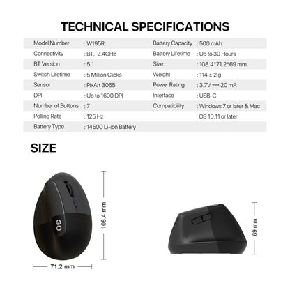 FANTECH W195R GO COMFY Vertical Wireless Mouse – DistiPlus gallery image 9