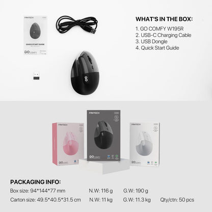 FANTECH W195R GO COMFY Vertical Wireless Mouse – DistiPlus gallery image 10