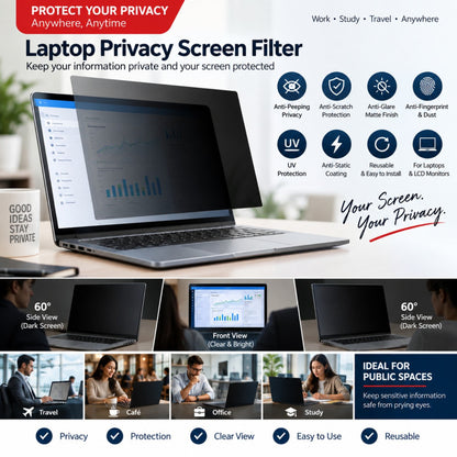 Laptop Privacy Screen Filter - Anti-Spy, Anti-Glare & Anti-Scratch PET, 13.3" to 17.3" - image 1