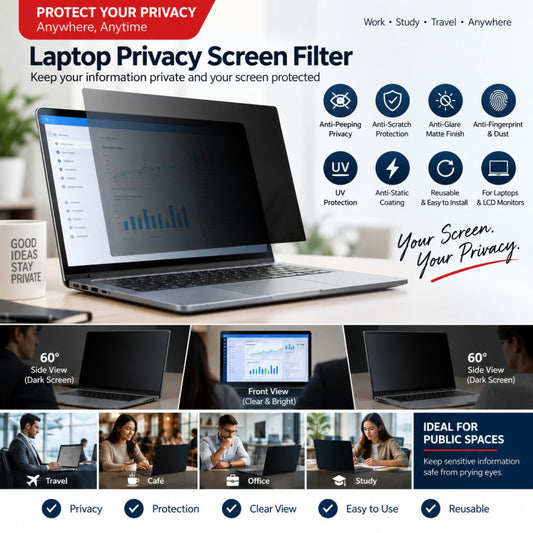Laptop Privacy Screen Filter - Anti-Spy, Anti-Glare & Anti-Scratch PET, 13.3" to 17.3" - image 1