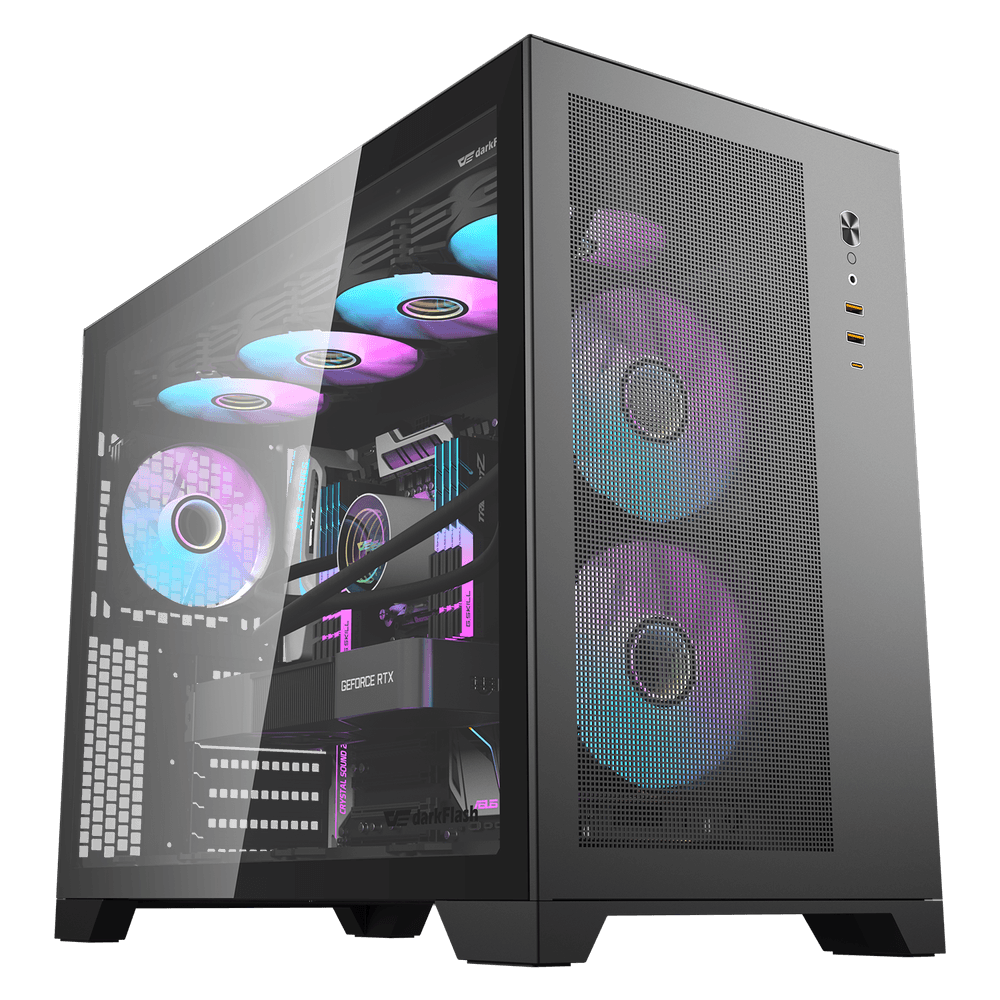 DarkFlash DS5000 Black ATX PC Case official view 3