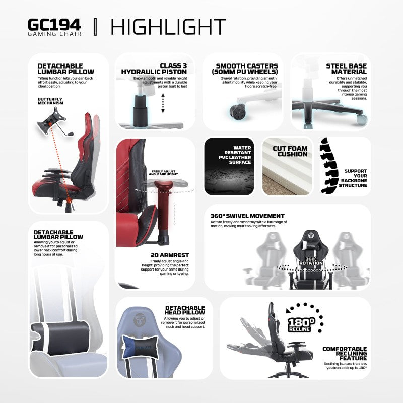 Fantech GC194 Red Gaming Chair photo 6