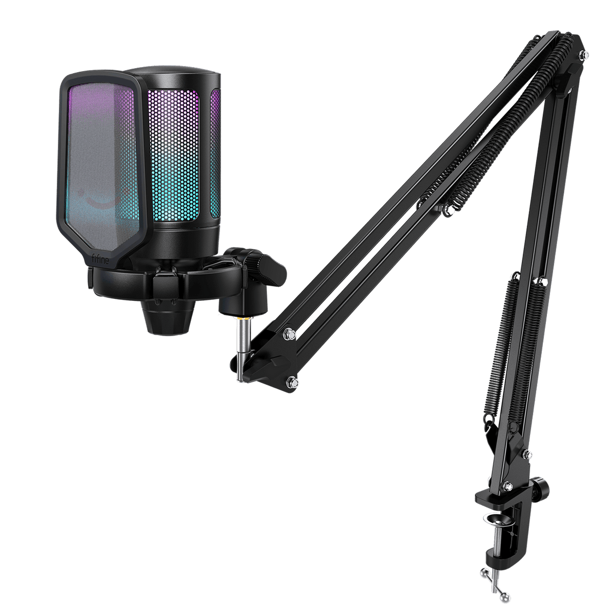 FIFINE AmpliGame A6T USB microphone kit with boom arm Black