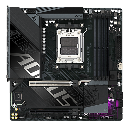 GIGABYTE B850M AORUS ELITE non-Wi-Fi motherboard front PCB and AM5 socket layout