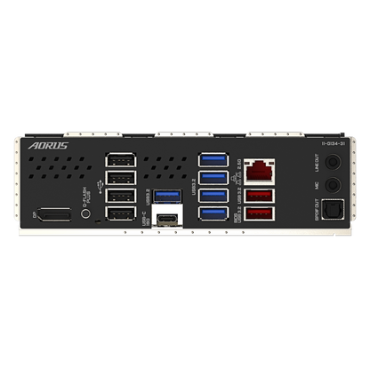 GIGABYTE B850M AORUS ELITE non-Wi-Fi motherboard rear I/O connector panel