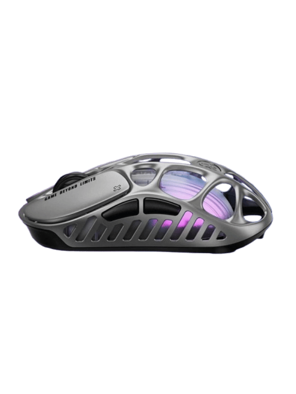 GravaStar Mercury X Wireless Gaming Mouse, Magnesium Alloy, PAW 3950 Sensor 32,000 DPI, 1000Hz Polling Rate, Tri-Mode Connectivity, 5 Programmable Buttons, RGB Lighting, Interstellar Silver