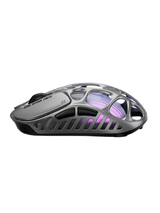 GravaStar Mercury X Wireless Gaming Mouse, Magnesium Alloy, PAW 3950 Sensor 32,000 DPI, 1000Hz Polling Rate, Tri-Mode Connectivity, 5 Programmable Buttons, RGB Lighting, Interstellar Silver
