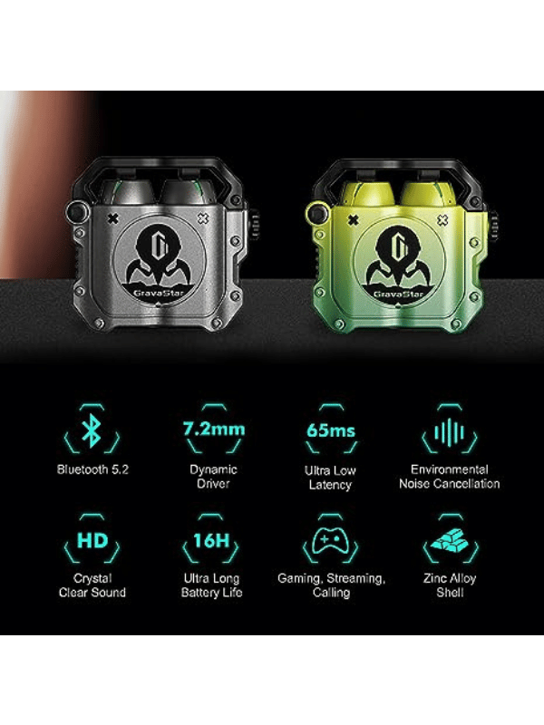 Gravastar Sirius P7 TWS Earbuds, Neon Green