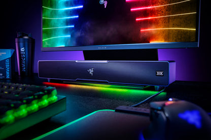 Razer Leviathan V2 gaming soundbar with subwoofer main product view