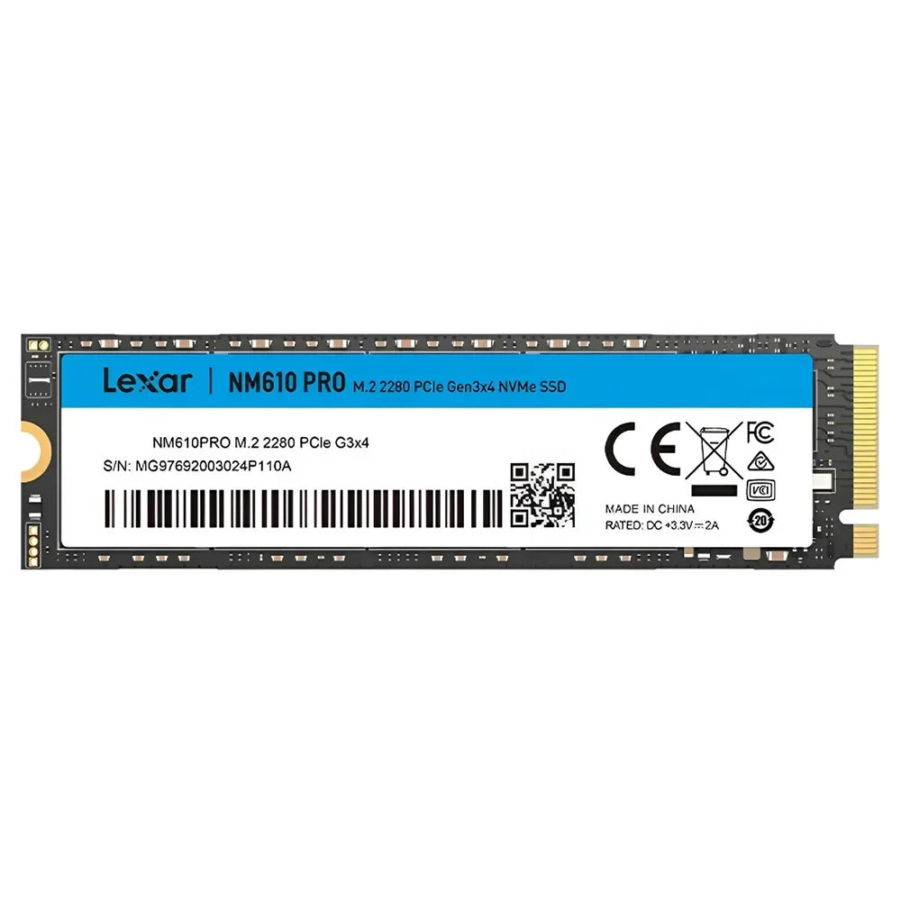Lexar NM610 PRO 1TB NVMe SSD front product label and connector view