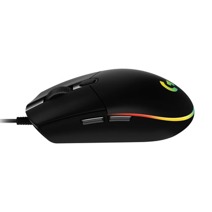 Logitech G102 LIGHTSYNC black gaming mouse side view