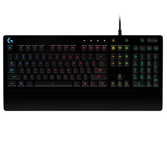 Logitech G213 Prodigy RGB gaming keyboard black front view