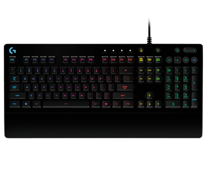 Logitech G213 Prodigy RGB gaming keyboard black front view