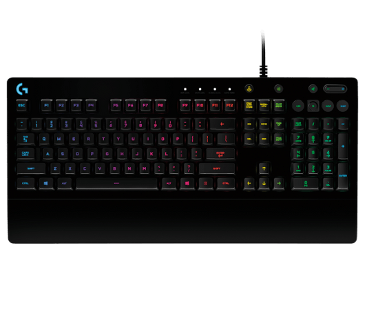 Logitech G213 Prodigy RGB gaming keyboard black front view
